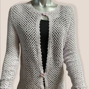 Light lavender wool crochet jacket M